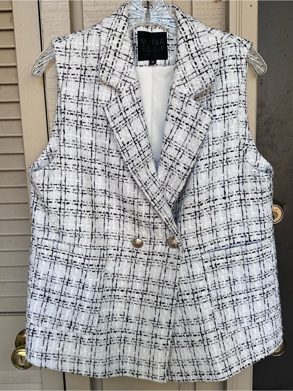 Mina Self Tweed Vest Size Medium